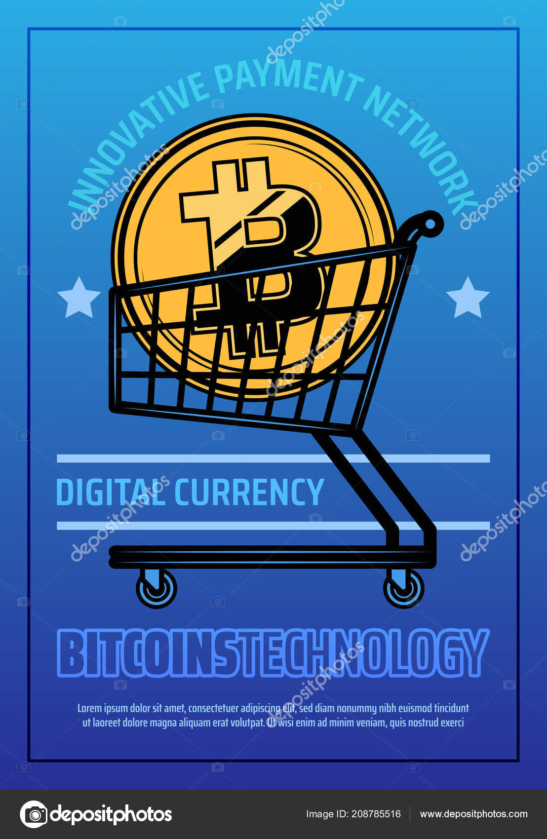 Bitcoin Technology Poster With Digital Web Money Stock Vector - 